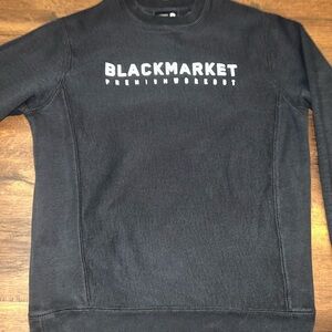 Black Crewneck Sweatshirt with Bold Text